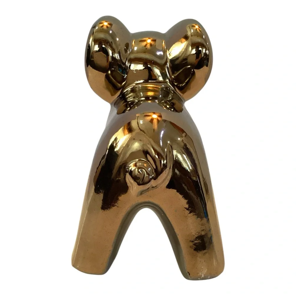 Gold Ceramic Elephant 6.5” Figurine – Modern Home Décor Accent, Lucky Statue